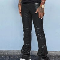 Muški casual fau kožne hlače Srednja struka tanke hlače retro punk hip hop pantalone