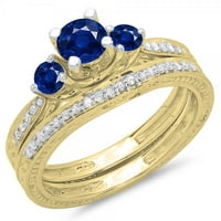Kolekcija Dazzlingock 14k Blue Sapphire & White Diamond Vintage Stone modernog zaručnika za angažman,