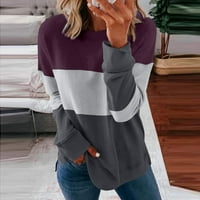 Edvintorg Ženski dugi rukav gornji rukav modni patchwork ispisani casual labav pointni duks lagana pulover vrhova bluza