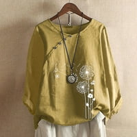 Dyegold posteljina za žene Fall Fashion dugi rukavi majice plus veličina Dandelion Graphic Crewneck Bluzes Tunike