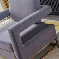 Moderna baršunasta akcentna stolica, elegantna fotelja sa nehrđajućim čeličnom bazom