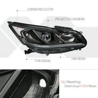 Crna projektorska farogla čista ugla LED traka DRL za 16- Honda Accord 4dr 16