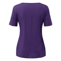 Ženski vrhovi Crew Crw Curlish Bluze Casual Women Ljeto Majice kratkih rukava Purple M