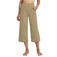 Široke pantalone za noge za žene sa džepovima Ležerne prilike Ležerne prilike CAPRIS Khaki S