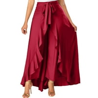 LeylayRay Ženska bočna patentna veza sa prednjim prekrivanjem hlača ruffle suknja luk duga suknja