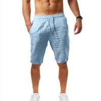 Fulijie muške kratke hlače casual klasične fit pamučne laneske ljetne plaže s elastičnim strukom i džepovima