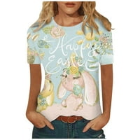 Ženski modni casual uskršnji zečji odštampani okrugli vrat kratkih rukava vrhunska bluza