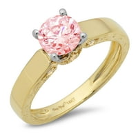 1.06ct okrugli rez ružičasti simulirani dijamant 18k žuti bijeli zlatni graviranje izjava godišnjica