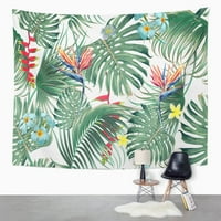Cvjetni tropski uzorak Egzotično cvijeće palve napušta džunglu listova zida vješanja tapiserija Domaći