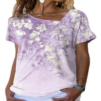 REJLUN Ženska majica kratki rukav Tee cvjetni print majica modna bluza tunika Labavi odmor ljetni vrhovi