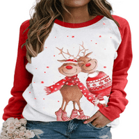 FIOMVA ženska božićna dukserica, vilk pulover s dugim rukavima