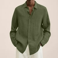 FVWitlyh Bijela košulja Muška chambray pintuck kratki rukav s majicom dolje majica zelena XX-velika