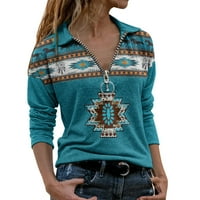 Ženska zimska modna toplo tiska dugih rukava sa dugim rukavima pulover bluza