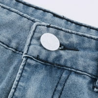 Hanas Hlače Ženska modna modna struka sa džepovima Tanke široke noge Ležerne i Jeans Blue S
