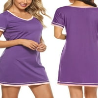 Ženske kratke rukav noćne pamučne majice V izrez kratka košulja labava udobna padžama Sleep odjeća S-XXL
