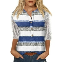 APEPAL ženske majice u kalupune rukave Henley V-izrez gore naletirane bluze čipke pola rukava na vrhu
