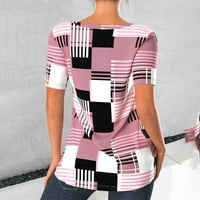 Žene izdubljene modne tiskarske kratke rukave V-izrez T-majice bluza vrhovi kratkih rukava sa rukavima