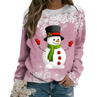 Ženske bluze i vrhovi Dressy Woth ženska jesen i zimski povremeni božićni snjegović tiskani okrugli vrat dugih rukava pulover bluza dukserice Tunts Tunts