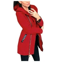 SNGXGN ženske jesenske i zimske jakne kapuljače jakne topli kaput zimski jakne za žene, crvene, veličine