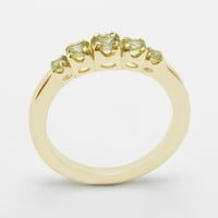 Britanci napravio 18k žuti zlatni prsten sa prirodnim peridot ženskim prstenom - Opcije veličine - Veličina