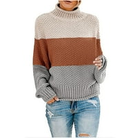 Ženska kornjača sa rukavima od kapuljača sa gužvicom od prevelike pletene pulover džemper za bluze