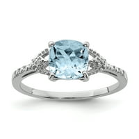 Sterling srebrni dijamant plavi akvamarinski pojas Veličina prstena 9. Gemstone Fini nakit za žene poklone