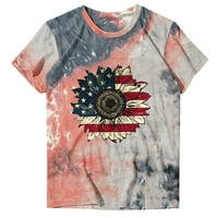 Ecqkame Patriotske košulje za ženska američka zastava za stalak za žensku majicu Tees smiješan slatki