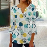 Prime Day Deal Womens Tunic Tops Ruyve Petal rukava V Button Bluza Pleated Leopard Print Havajska majica