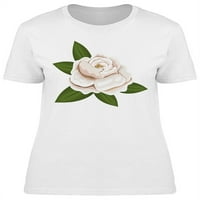 Bijeli cvijet ruže i napušta majicu žena -image by shutterstock, ženska XX-velika