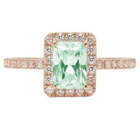 1.86ct Emerald Cut VVS Pravi sukob Besplatno zeleno simulirano dijamantsko žigošeno čvrsto 14k ružičasta