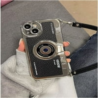 Kućište kompatibilno sa iPhoneom 13, slatka 3D vintage fotoaparat futrola s ručnom remenom Jedinstveni