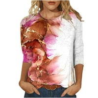 Majice za rukav za žene plus veličine Ženska modna tiskana labava majica rukave bluza okrugli vrat casual