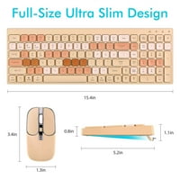 Urban punjiva bežična tastatura i miš, tipke za čaj od mlijeka Puno veličine 2. GHZ i Bluetooth šarene