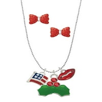 DELIGHT nakit silvertone mini USA Flag Christmas Kiss Charm ogrlice i naušnice