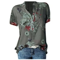 Qwertyu ženske tunike plus bluza veličine sa džepom cvjetne košulje za kompresiju za žene niz Henley