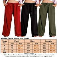 Prednjeg swalk-a za žene Baggy Solid Color Pants Ljeto pamučne posteljine hlače za pakove dame ravna noga plaža joggers loungewear