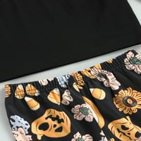 Djevojčica Djevojka Halloween Outfit Pismo Ispuštajte vrhove dugih rukava i bundeve ispis pantalone