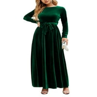 Avamo dame a-line haljina s dugim rukavima čipkasta labava maxi haljina ženska haljina za odmor za odmor zelena l