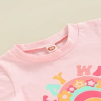 Calsunbaby Toddler Kids Baby Girls Odjeća set kratkih rukava majice na vrhu cvjetne ispise hlače odijelo odijelo 3- godine