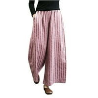 Hlače široke nogu visokog struka za žene crteže palazzo hlače vintage labave vrećice joga hlače sa džepovima