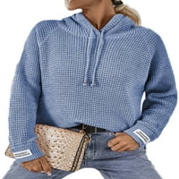 Bomotoo dame ugodne pletene džempere zimske tople casual džumper vrhovi chic labave vrećaste dukseve plave s