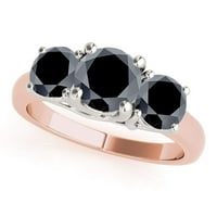 Mauli Jewels Black Diamond Angažman prsten za žene, 4-prongstant, 14K dva tona zlata, karata, kamenje
