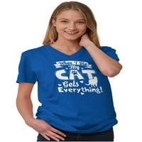 Kad umrem, mačka dobija sve V izrez majica majica, žene brisko brendovi 3x