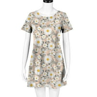 Cleariance Ženska haljina kratki rukav obični cvjetni print suncokretov print plus veličine Ljetne haljine