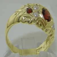 Poser od 14k žutog zlata i prirodni Garnet Womens Obećani prsten - veličina 4.5
