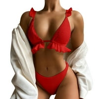 U ženskom bikini set Trokut od čvrstog boja čipka čipka za kupanje kupaće kostimi