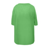 Ženska ljetna plus veličina labava moda V izrez bombona boja kratki rukav majica s-5xl