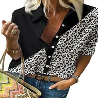 Dugmasti za šivanje ženskog leoparda s majica za dugih rukava s dugim rukavima