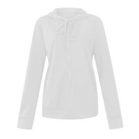 Ženske Plus jakne Zip Up Crewneck Dukserice Duge rukave Duge majice Dame Solid Top s kapuljačnim pulovorima Solid Boja Žene Cardigan džemperi sa džepovima Žene Žene Obucite odjeću bijela XL
