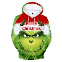 Green Monster Grinch Hoodie Unise 3D digitalni print ski evropski i američki božićni duks sa kapuljačom